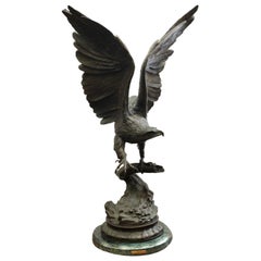 Vintage Bronze Eagle Sculpture, after Jules Moigniez, 20th Century