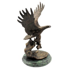 Vintage Bronze Eagle with Fish Sculpture, after Edward Chope, Late 20th Century