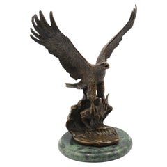 Vintage Bronze Eagle with Fish Sculpture, after Edward Chope, Late 20th Century