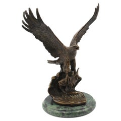 Vintage Bronze Eagle with Fish Sculpture, after Edward Chope, Late 20th Century