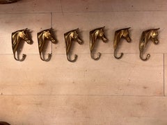 Vintage Bronze Equestrian Horse Head Wall Hooks 12 available