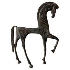 Sculpture de cheval étrusque vintage en bronze dans le style de Frederick Weinberg