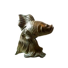 Vintage Bronze Fantail Goldfish Sculpture