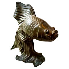 Vintage Bronze Fantail Goldfish Sculpture