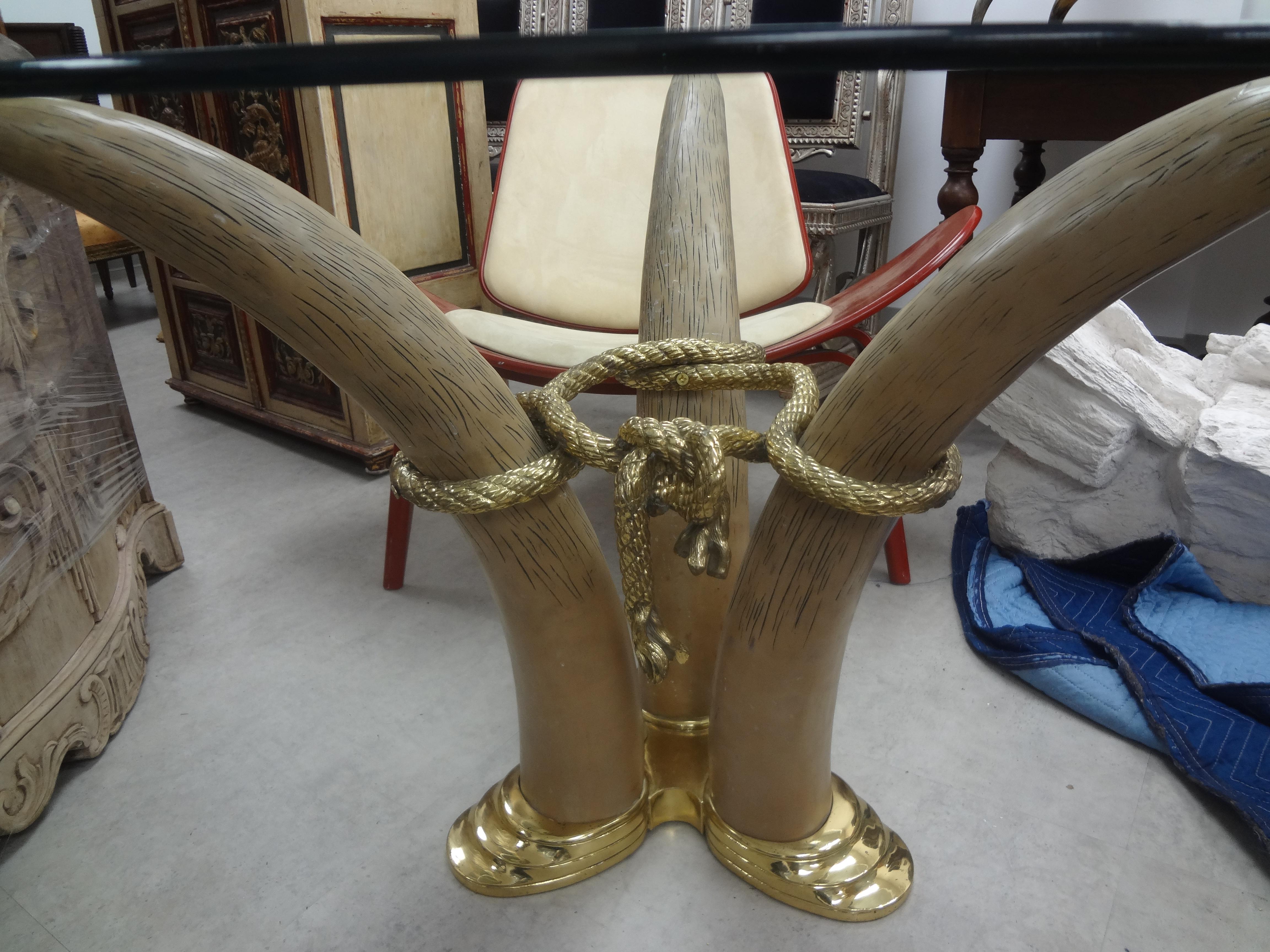 Post-Modern Vintage Bronze Faux Elephant Tusk Center Table by Italo Valenti