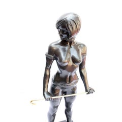 Vintage Bronze Female Dominatrix after Bruno Zach 20th Century