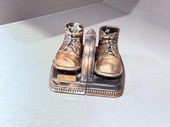 Buchstützen in Form von Babystiefeln im Vintage-Bronze-Look, personalisiertes Andenken