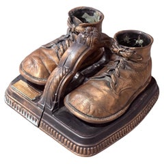 Buchstützen in Form von Babystiefeln im Vintage-Bronze-Look, personalisiertes Andenken