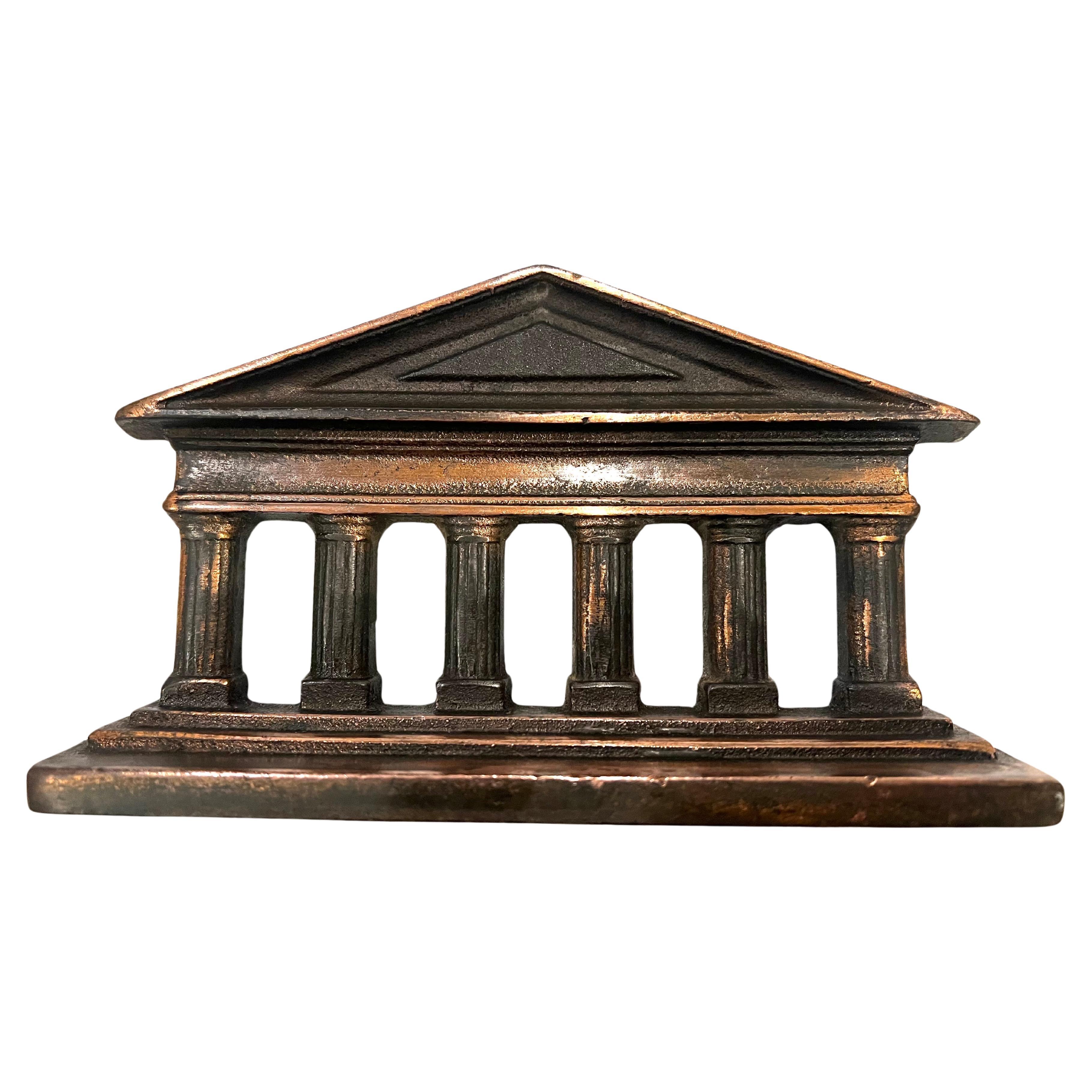 Vintage Bronze Finish Greek Columns / Parthenon Bookend Sculpture For
