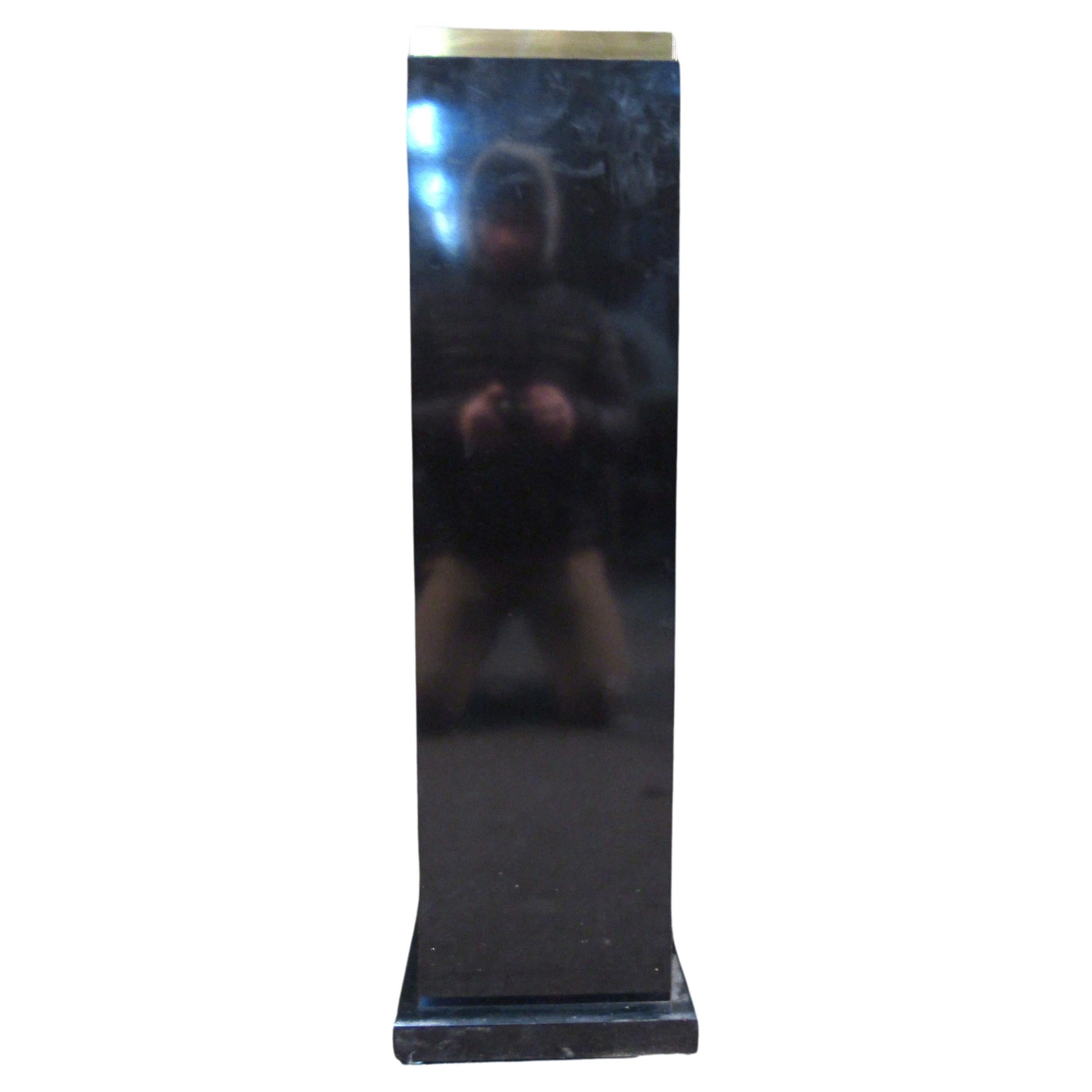 Stylish midcentury pedestal with a dark frame and a bronze finish rim on the top. Please confirm item location with dealer (NJ or NY).