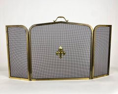 Vintage Bronze Fireplace Spark Screen, France, 1950s