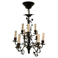 Lustre à feuillage en bronze vintage