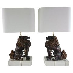Retro Bronze Foo Dog Lamps by Remington Lighting