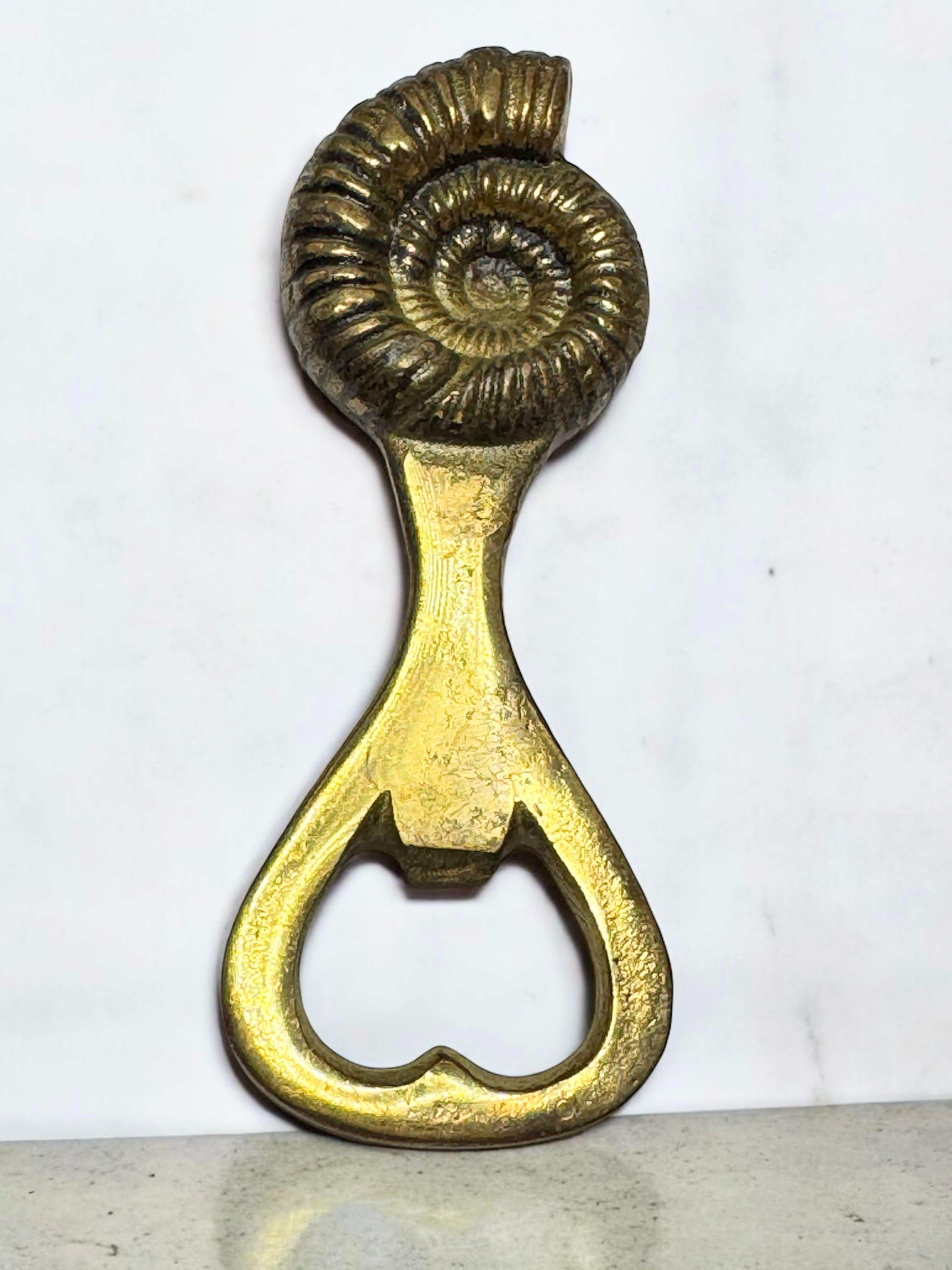 Ouvre-bouteille Fossil Vintage Bronze Mid-Century Modern Metal Breweriana Barware en vente 5