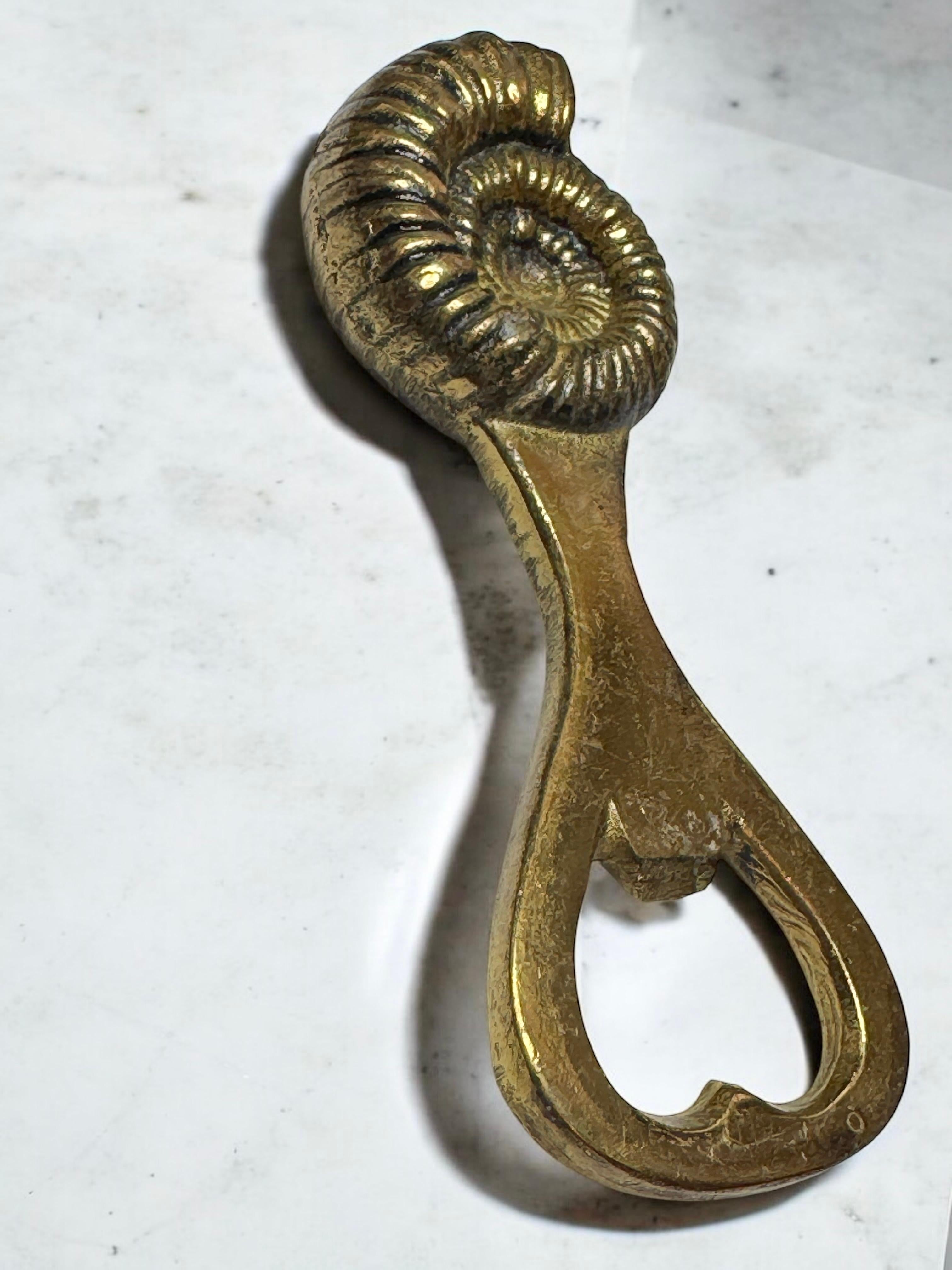Ouvre-bouteille Fossil Vintage Bronze Mid-Century Modern Metal Breweriana Barware en vente 7
