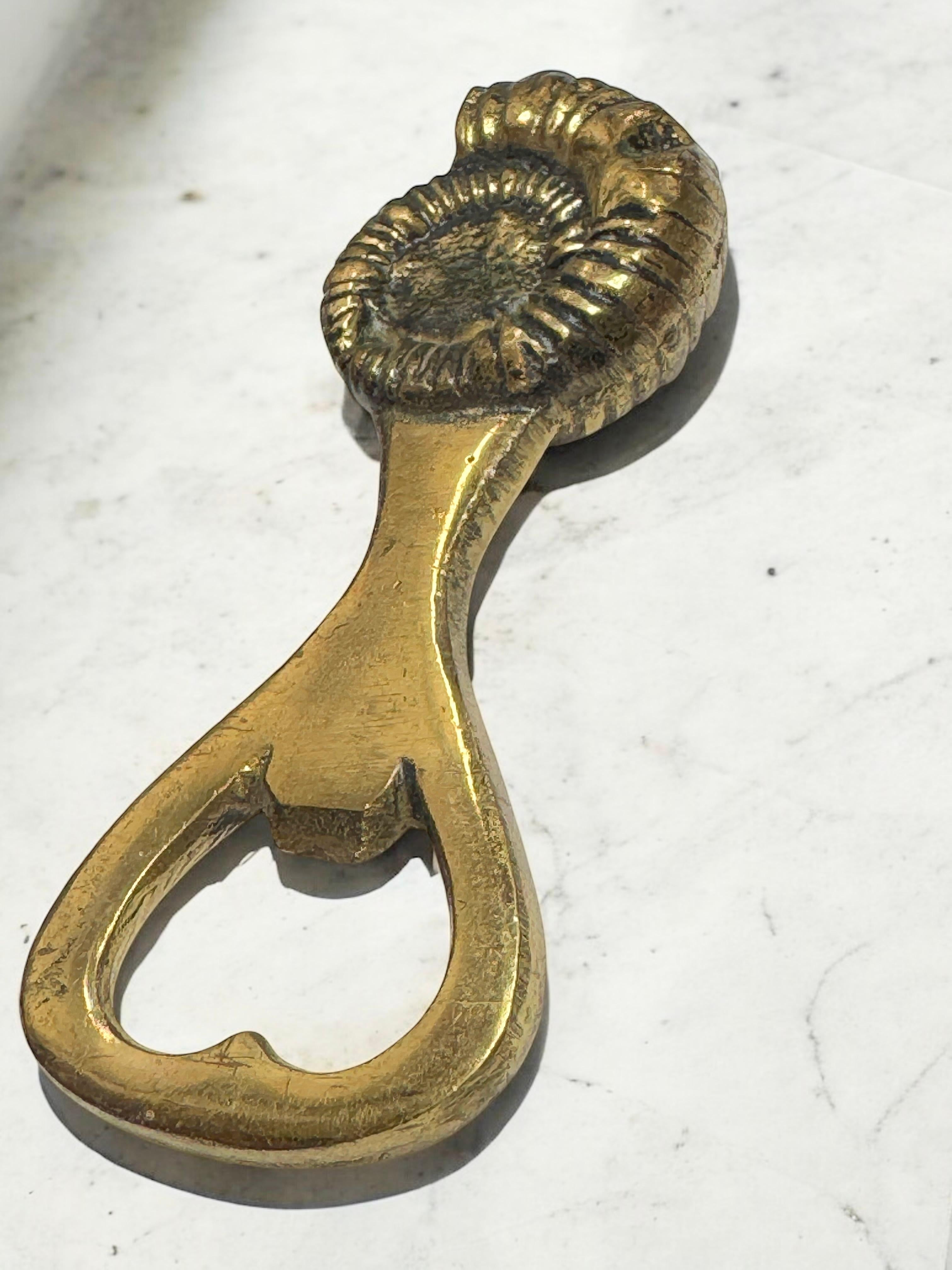 Ouvre-bouteille Fossil Vintage Bronze Mid-Century Modern Metal Breweriana Barware en vente 12
