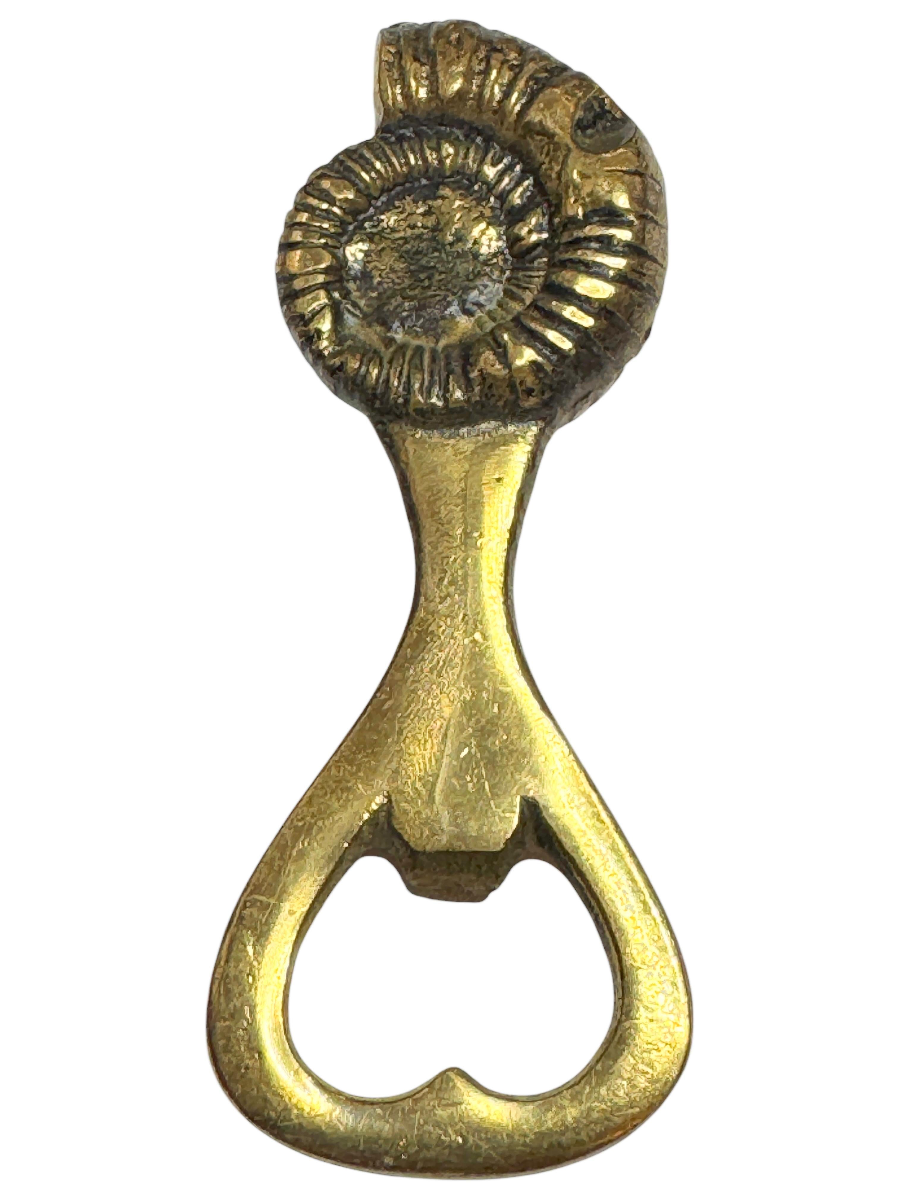 Ouvre-bouteille Fossil Vintage Bronze Mid-Century Modern Metal Breweriana Barware Bon état - En vente à Nuernberg, DE