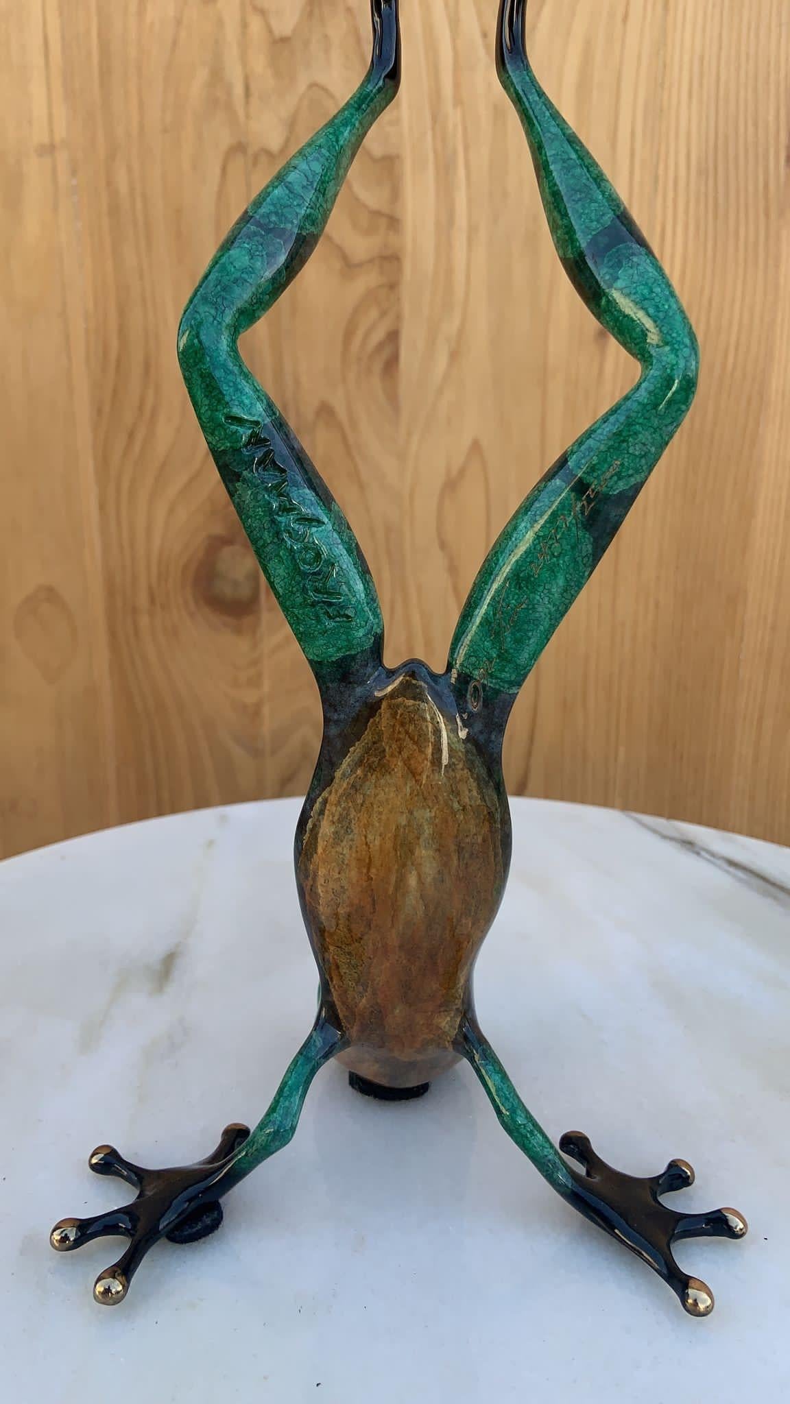 Hand-Crafted Vintage Bronze Frog Show Off by Frogman Artist Tim Cotterill