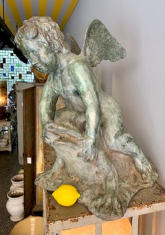 Vintage Bronze Garden Ornament/Fountain - Cherub on a Toad