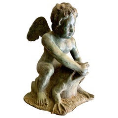 Vintage Bronze Garden Ornament/Fountain - Cherub on a Toad
