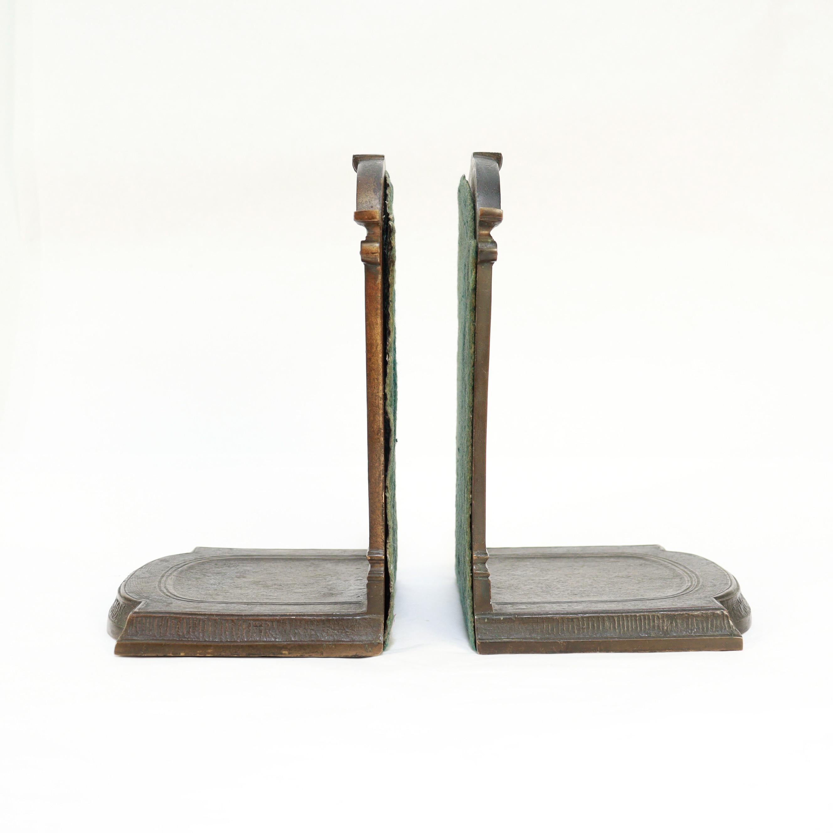 Unknown Vintage Bronze George Washington & Mount Vernon Bookends by F.R. Woodward For Sale