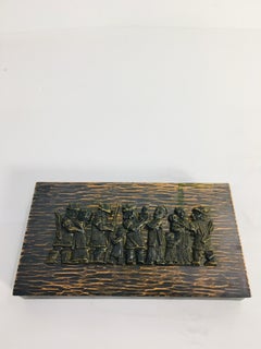 Vintage Bronze Gift Box with Figural Decoration on Top from the 1970s