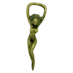 Vintage Bronze Girl Bottle Opener Mid-Century Modern Metal Breweriana Barware