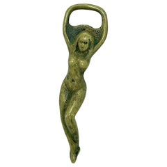 Vintage Bronze Girl Bottle Opener Mid-Century Modern Metal Breweriana Barware