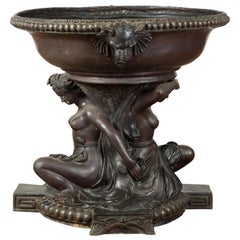 Vintage Bronze Greco-Roman Style Allegory of the Summer Planter with Dark Patina