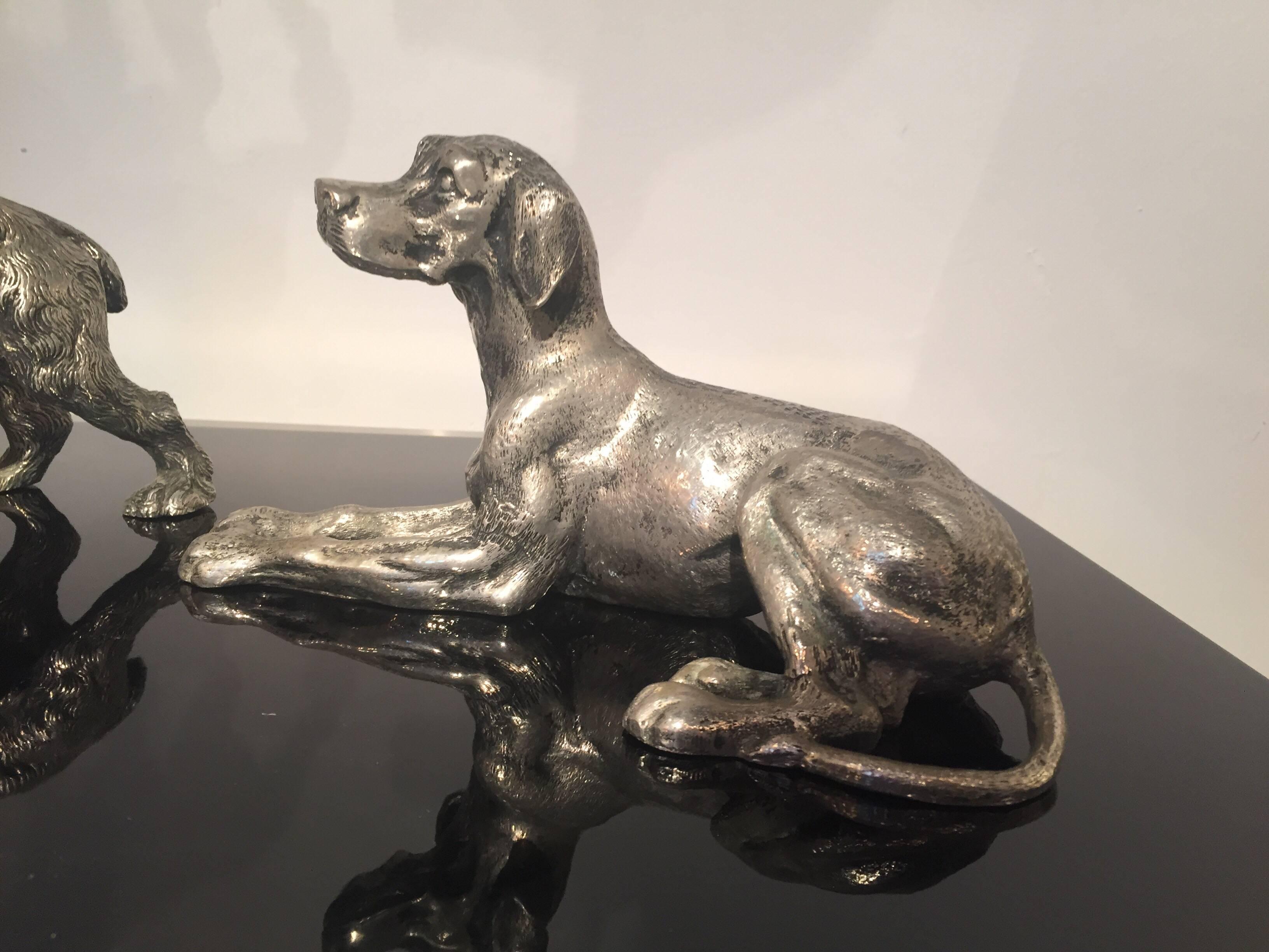 Argentato Cane vintage in bronzo firmato Gucci
