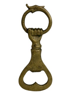 Vintage Bronze Hand Bottle Opener hand made Metal Breweriana Barware