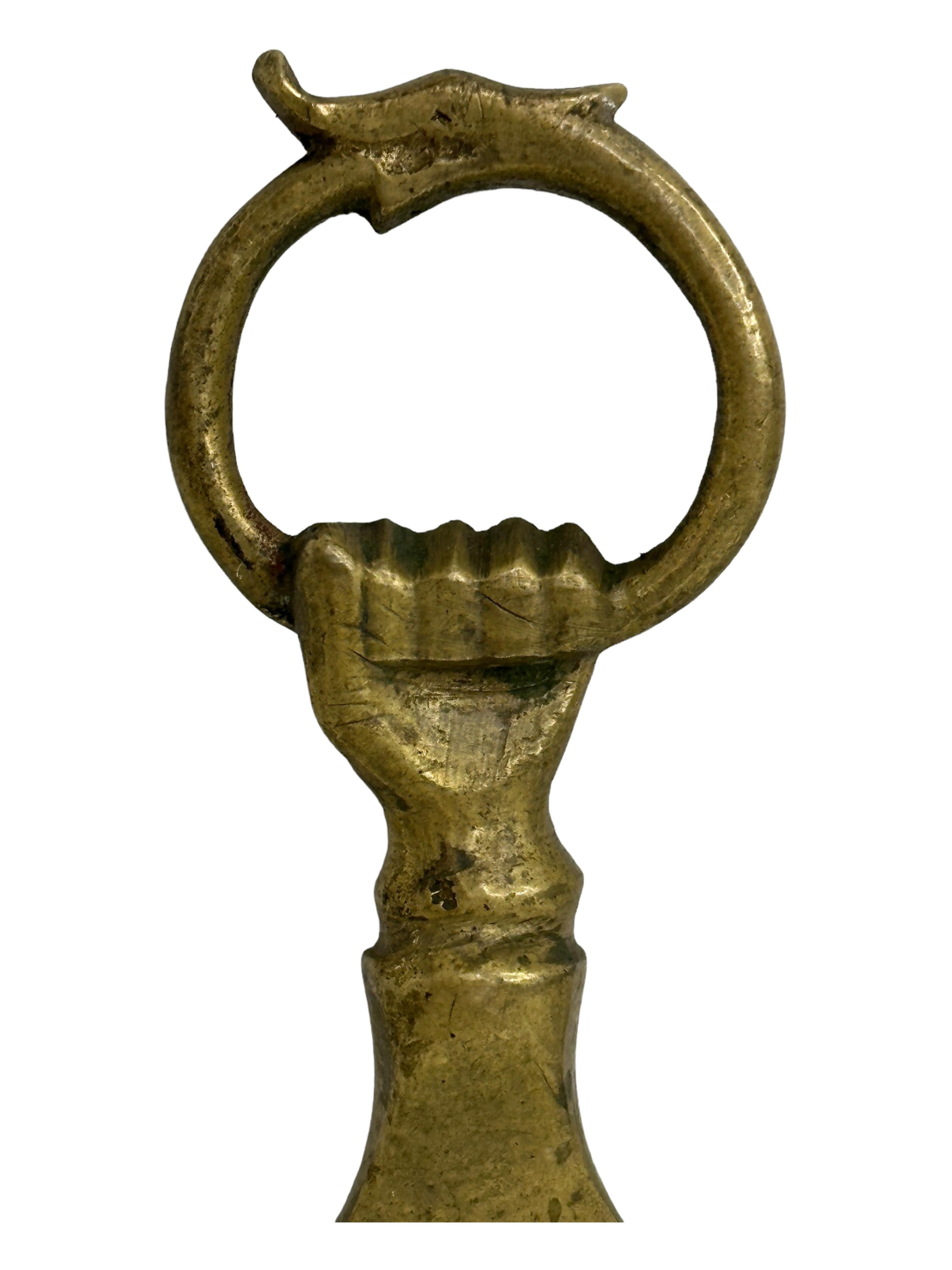 Mid-Century Modern Vintage Bronze Hand Bottle Opener hand made Metal Breweriana Barware For Sale