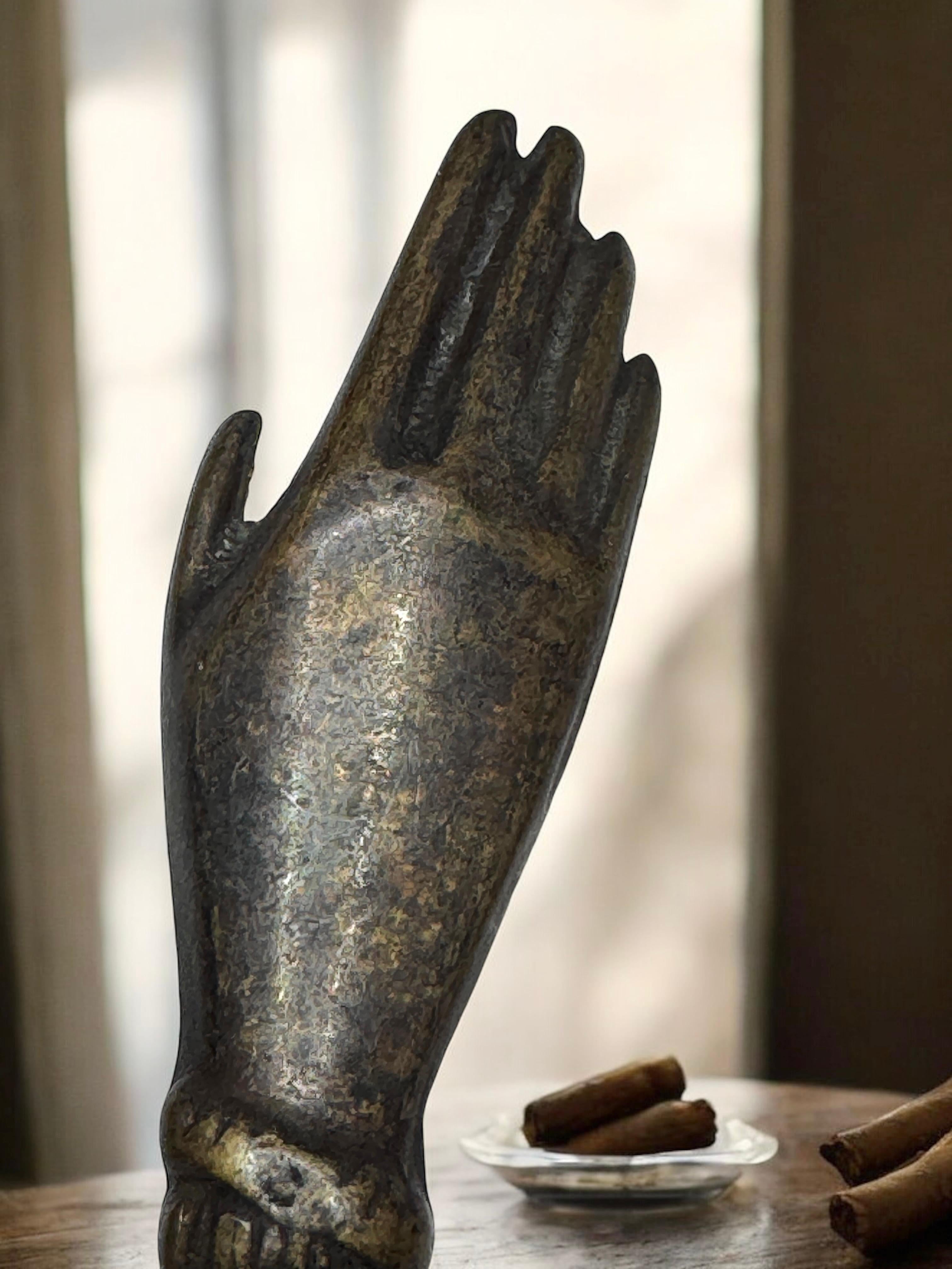 Vintage Bronze Hand Bottle Opener Mid-Century Modern Metal Breweriana Barware For Sale 5