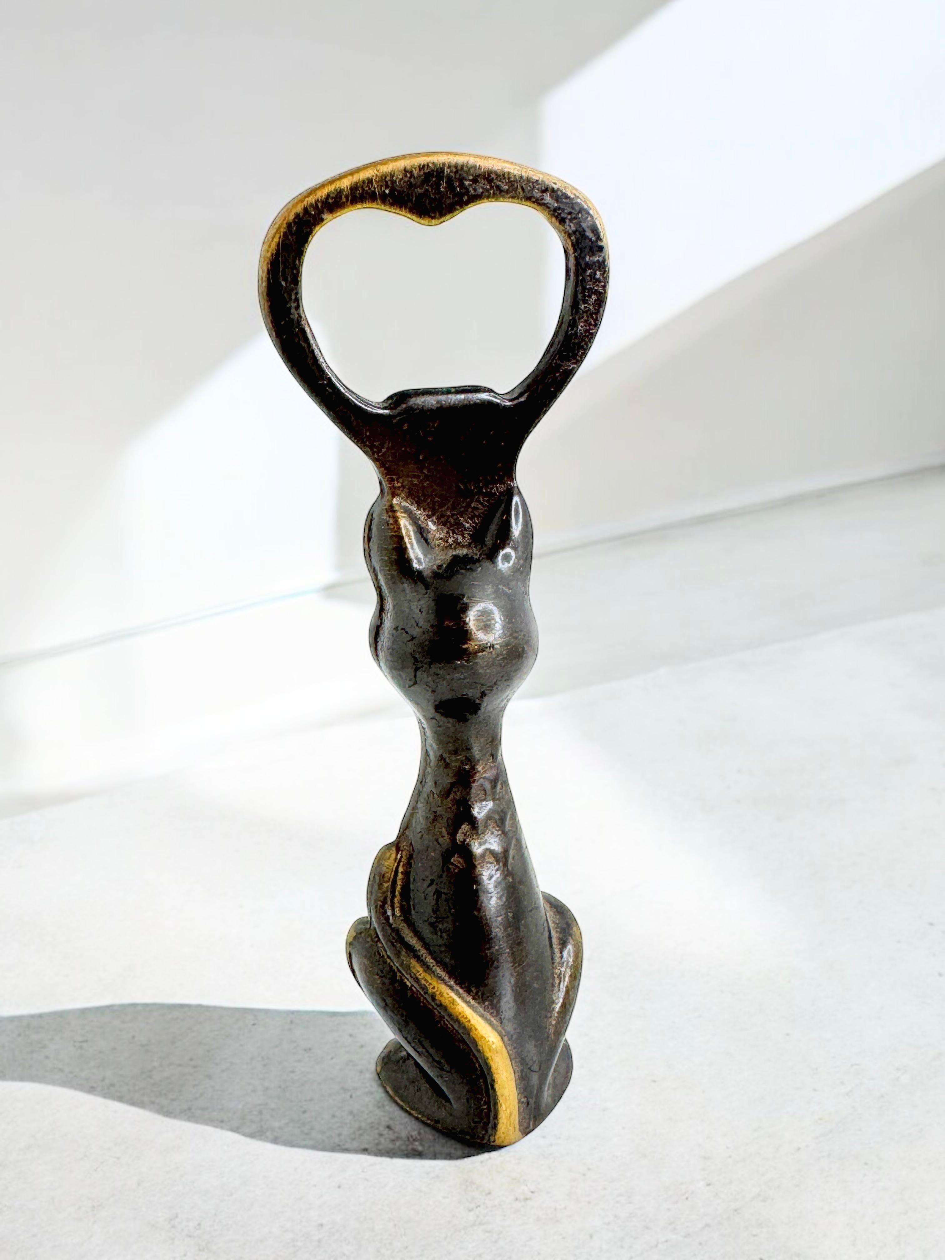Vintage Bronze Hand Bottle Opener Mid-Century Modern Metal Breweriana Barware For Sale 5