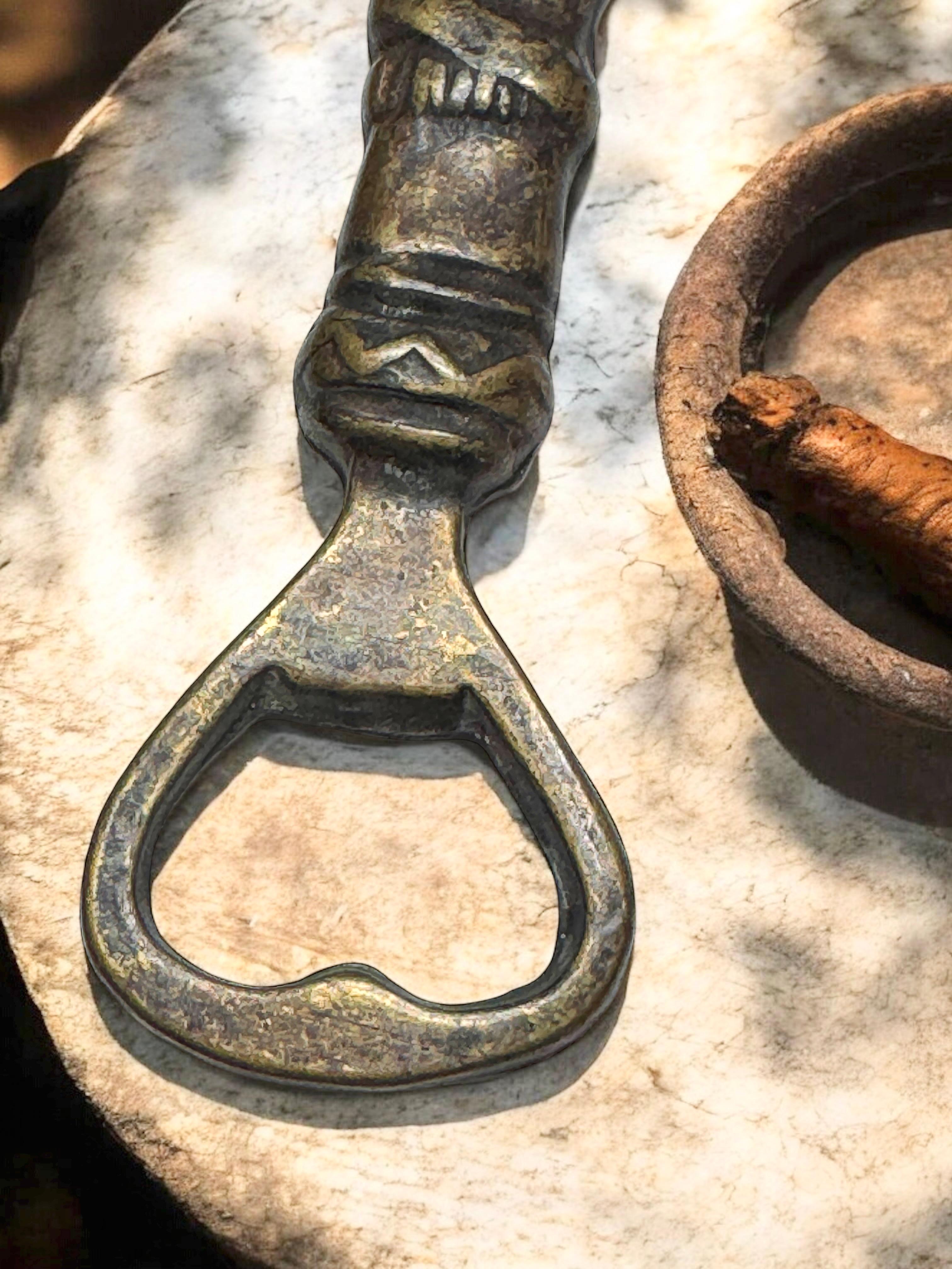 Vintage Bronze Hand Bottle Opener Mid-Century Modern Metal Breweriana Barware For Sale 10