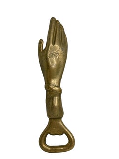 Vintage Bronze Hand Bottle Opener Mid-Century Modern Metal Breweriana Barware