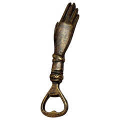 Vintage Bronze Hand Bottle Opener Mid-Century Modern Metal Breweriana Barware