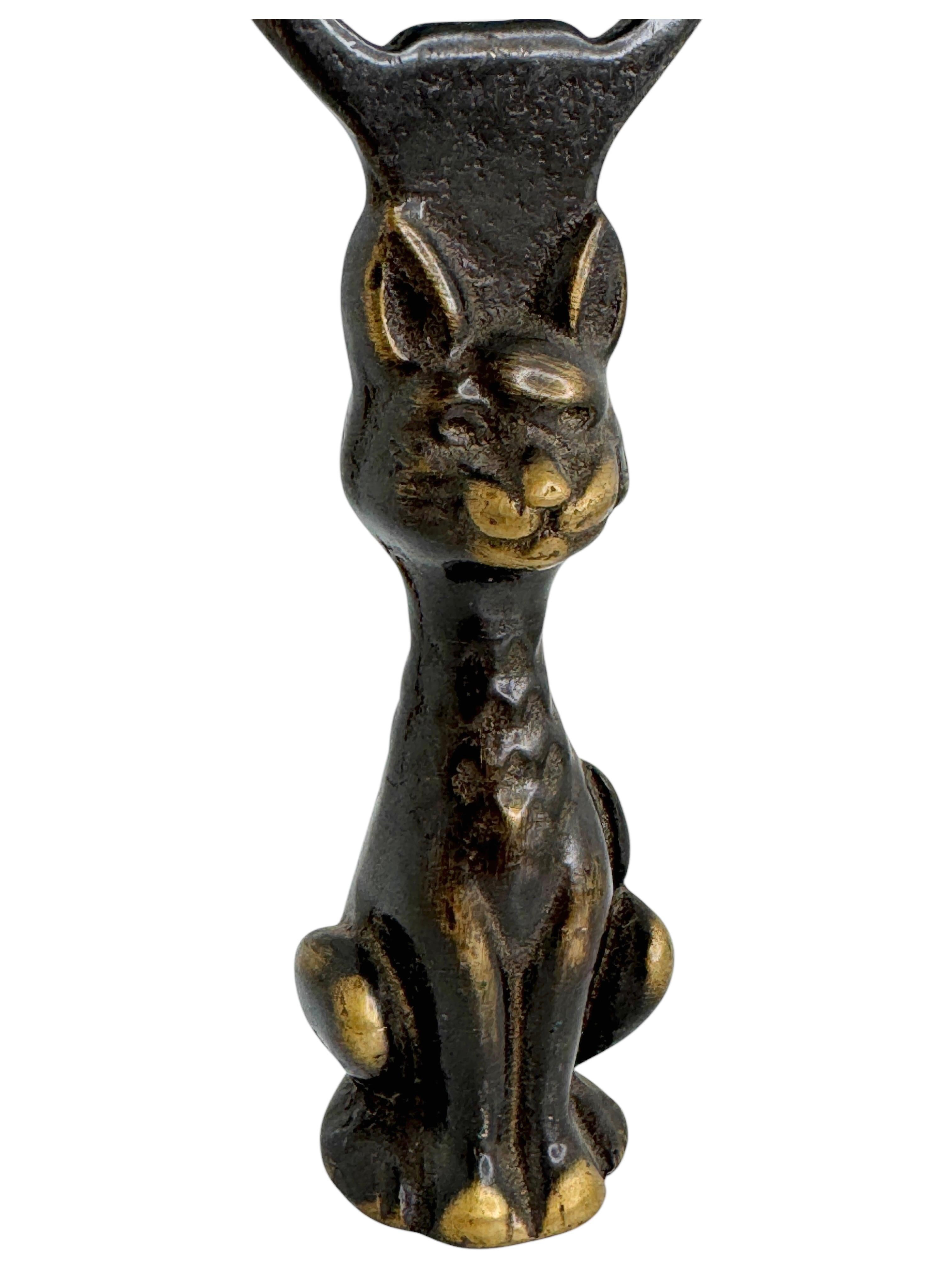 Austrian Vintage Bronze Hand Bottle Opener Mid-Century Modern Metal Breweriana Barware For Sale