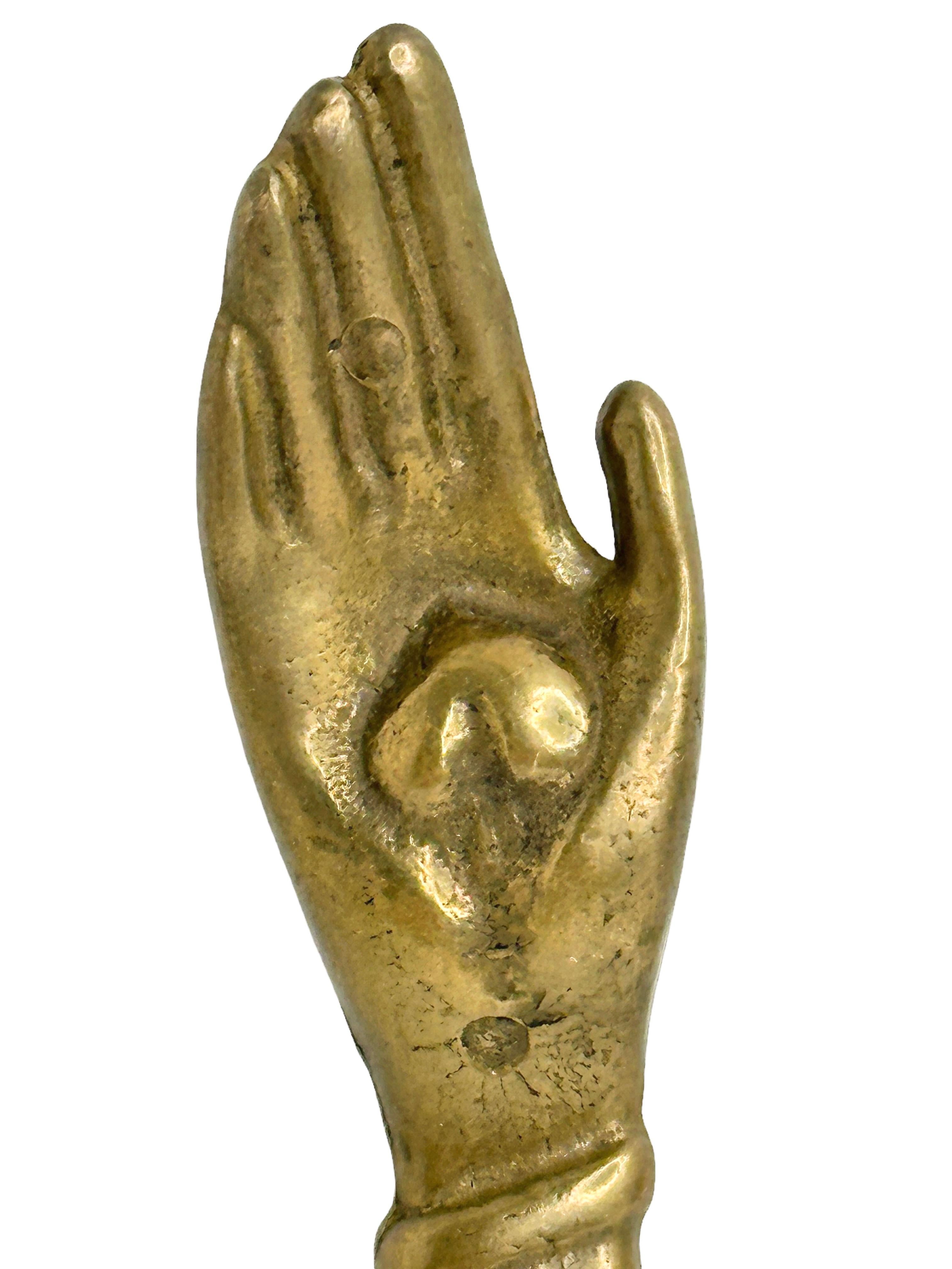 Vintage Bronze Hand Bottle Opener Mid-Century Modern Metal Breweriana Barware In Good Condition For Sale In Nuernberg, DE