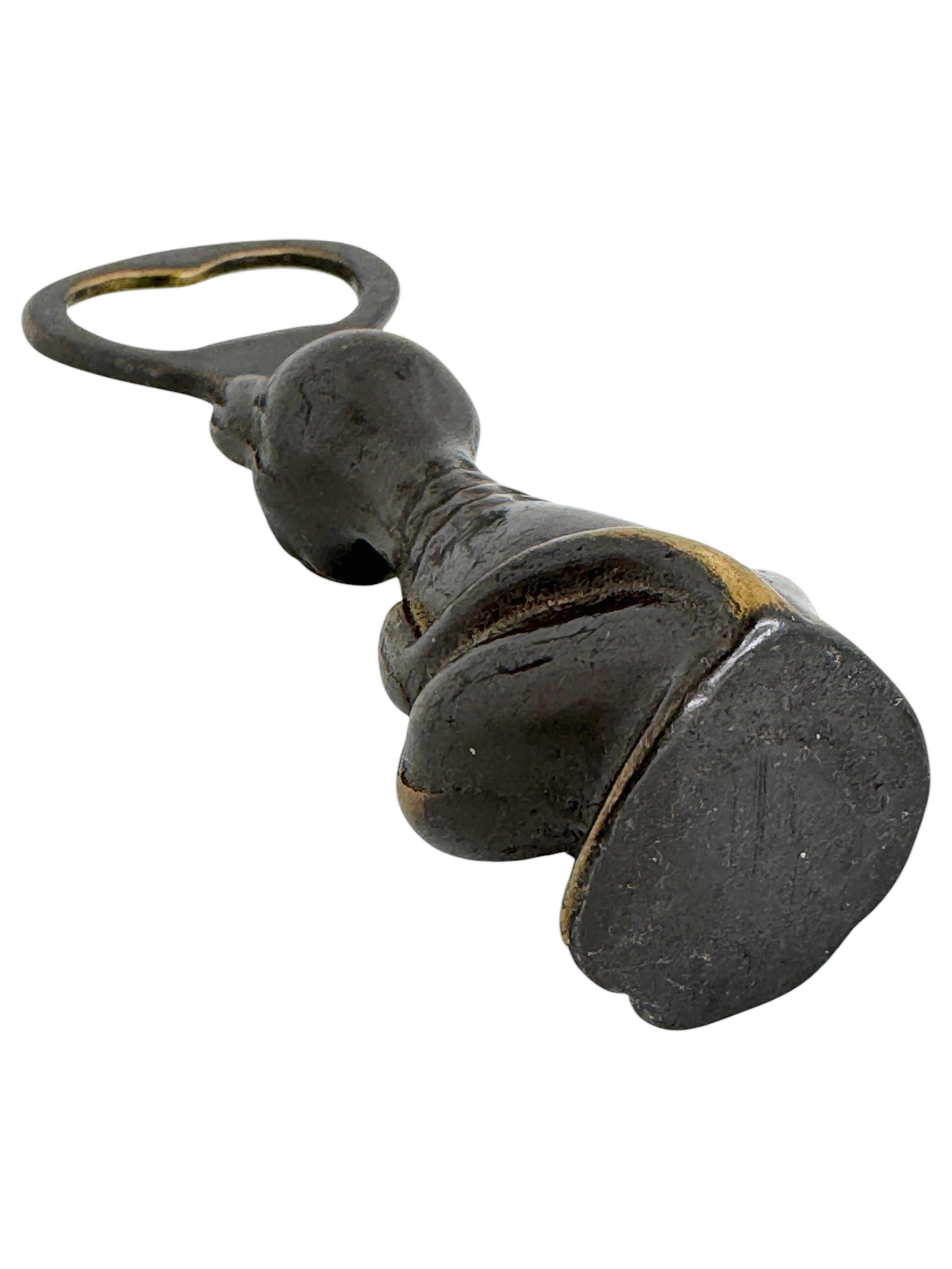 Vintage Bronze Hand Bottle Opener Mid-Century Modern Metal Breweriana Barware For Sale 1