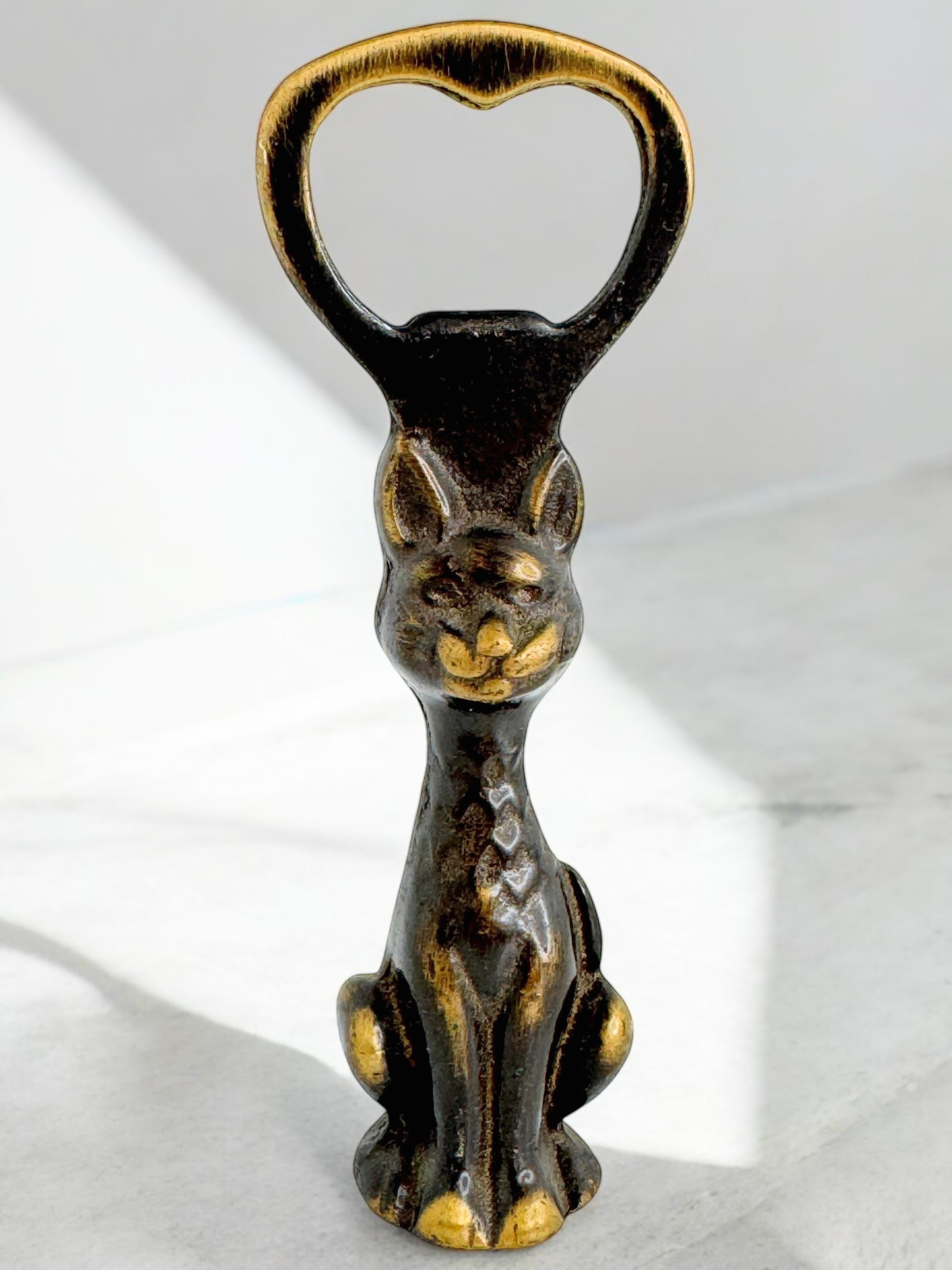 Vintage Bronze Hand Bottle Opener Mid-Century Modern Metal Breweriana Barware For Sale 4