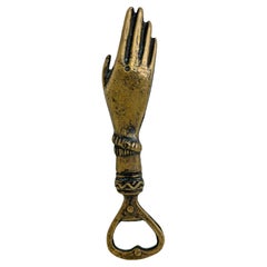 Vintage Bronze Hand Bottle Opener Mid-Century Modern Metal Breweriana Barware