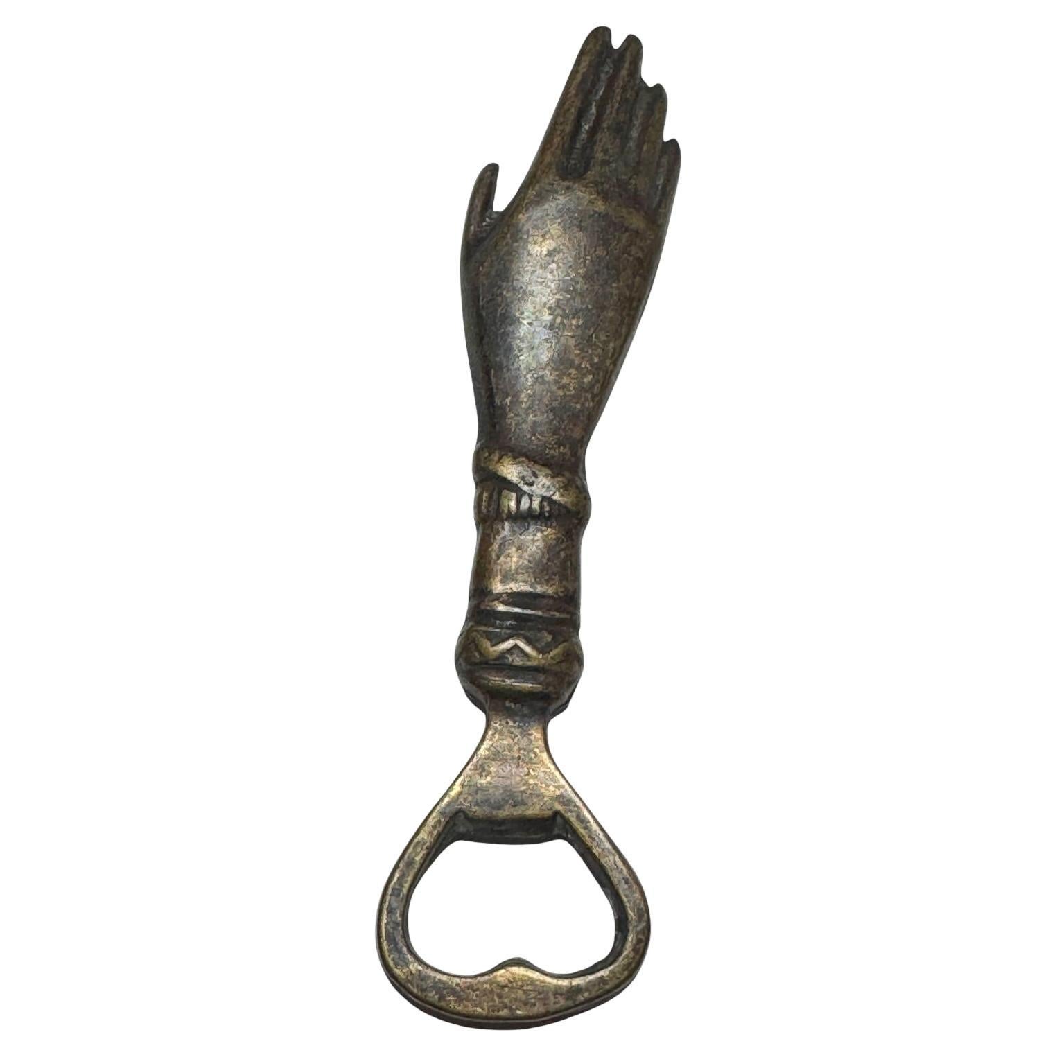 Ouvre-bouteille vintage en bronze mi-siècle moderne Métal Breweriana