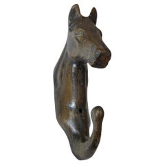 Vintage Bronze Horse Bust Coat Wall Hook 1960s