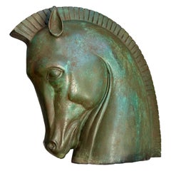 Vintage Bronze Horse Bust with Verdigris Patina by Phillips Vintage Bronze Horse Bust with Verdigris Patina by Phillips