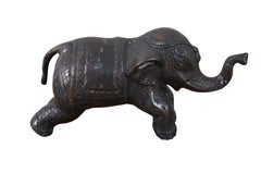 Vintage Bronze Indian Circus Elephant Figurine Sculpture Statue Paperweight 9"