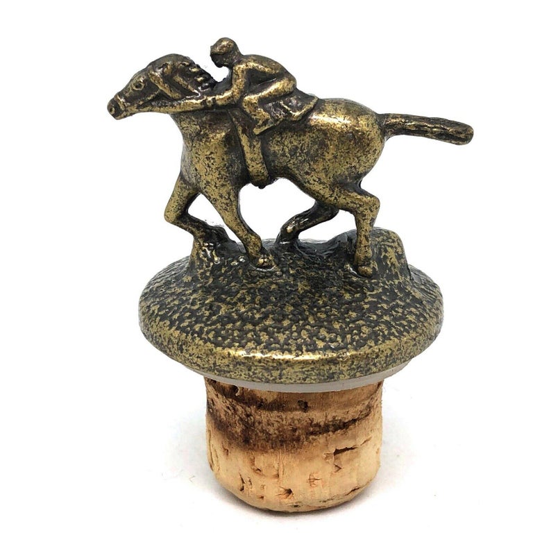 Austrian Vintage Bronze Jockey Horse Bottle Cork Stopper Austria Barware