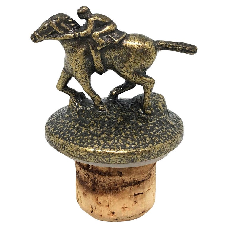 Vintage Bronze Jockey Horse Bottle Cork Stopper Austria Barware
