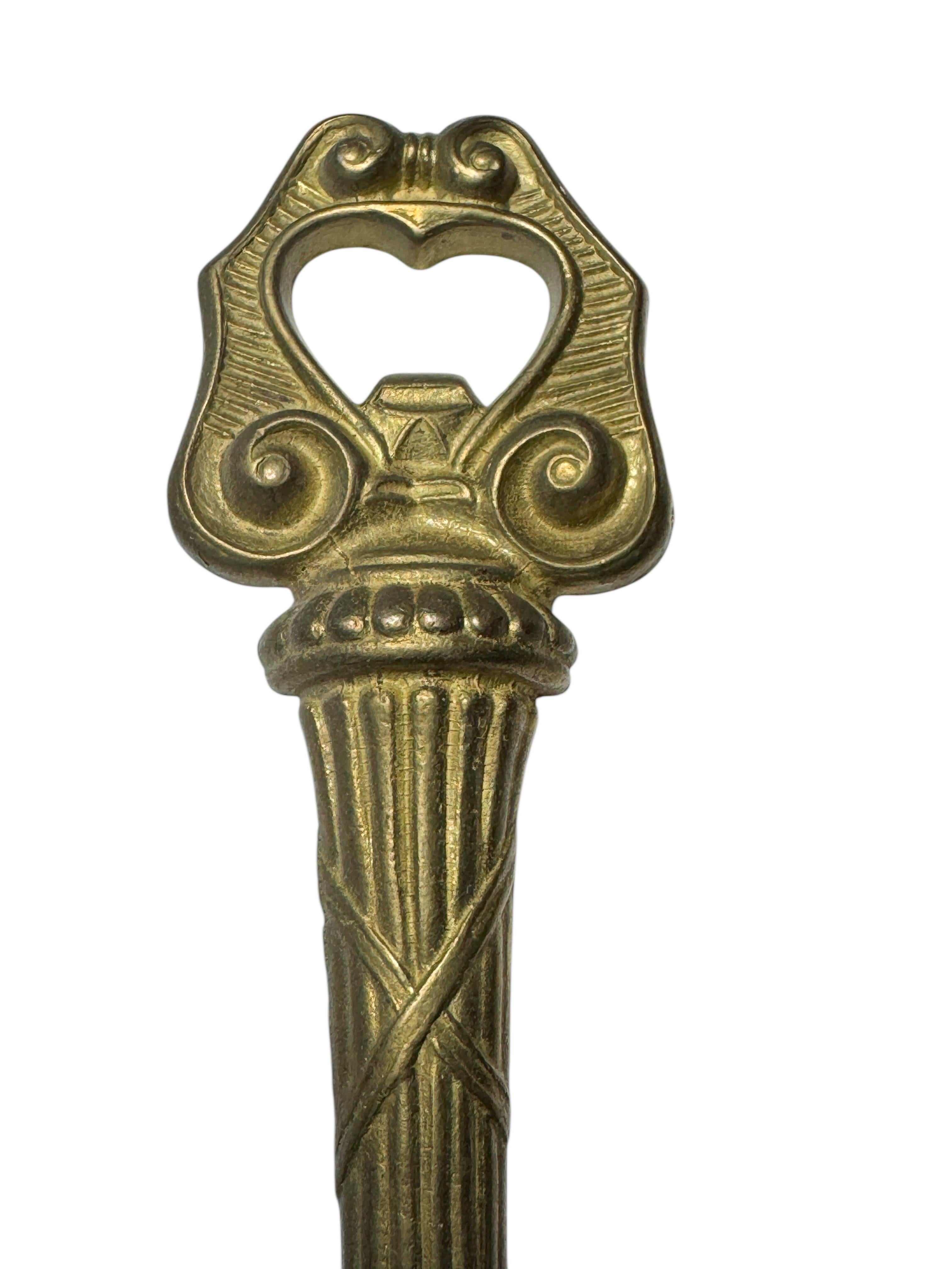 Vintage Bronze Key Bottle Opener MidCentury Modern Metal Breweriana Barware In Good Condition For Sale In Nuernberg, DE
