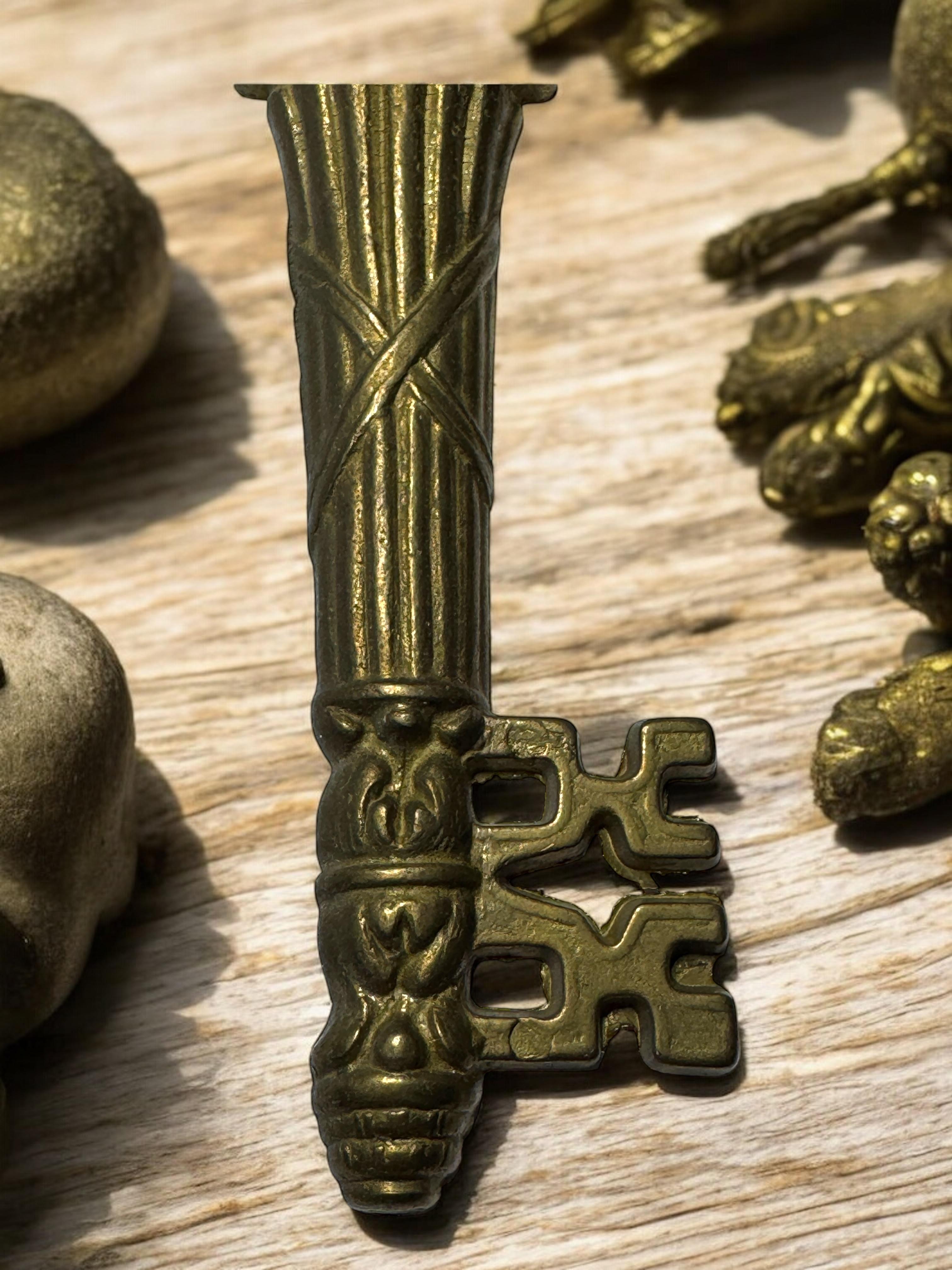 Vintage Bronze Key Bottle Opener MidCentury Modern Metal Breweriana Barware For Sale 2
